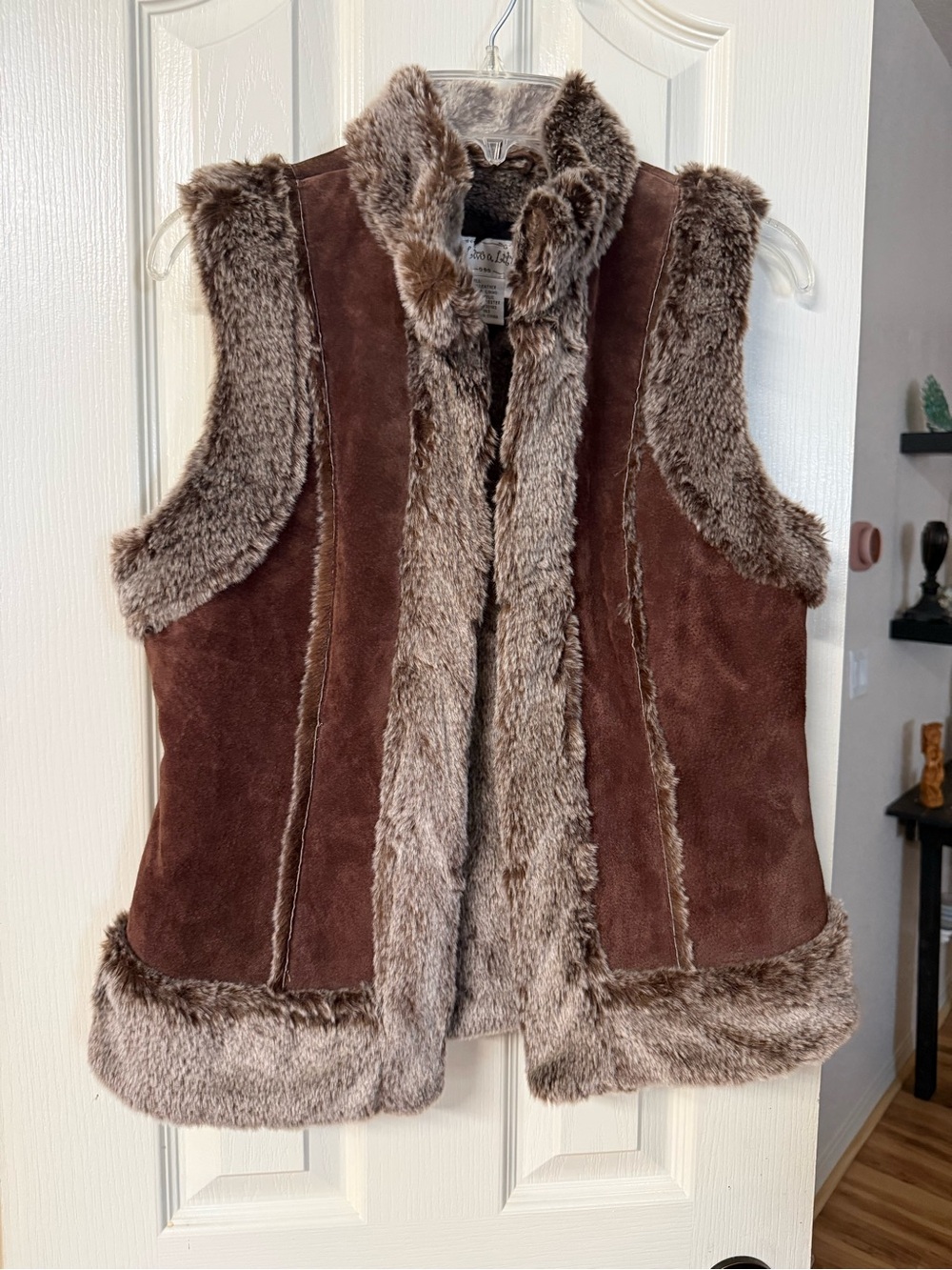 Live a Little Brown Faux Fur Trim Suede Vest
